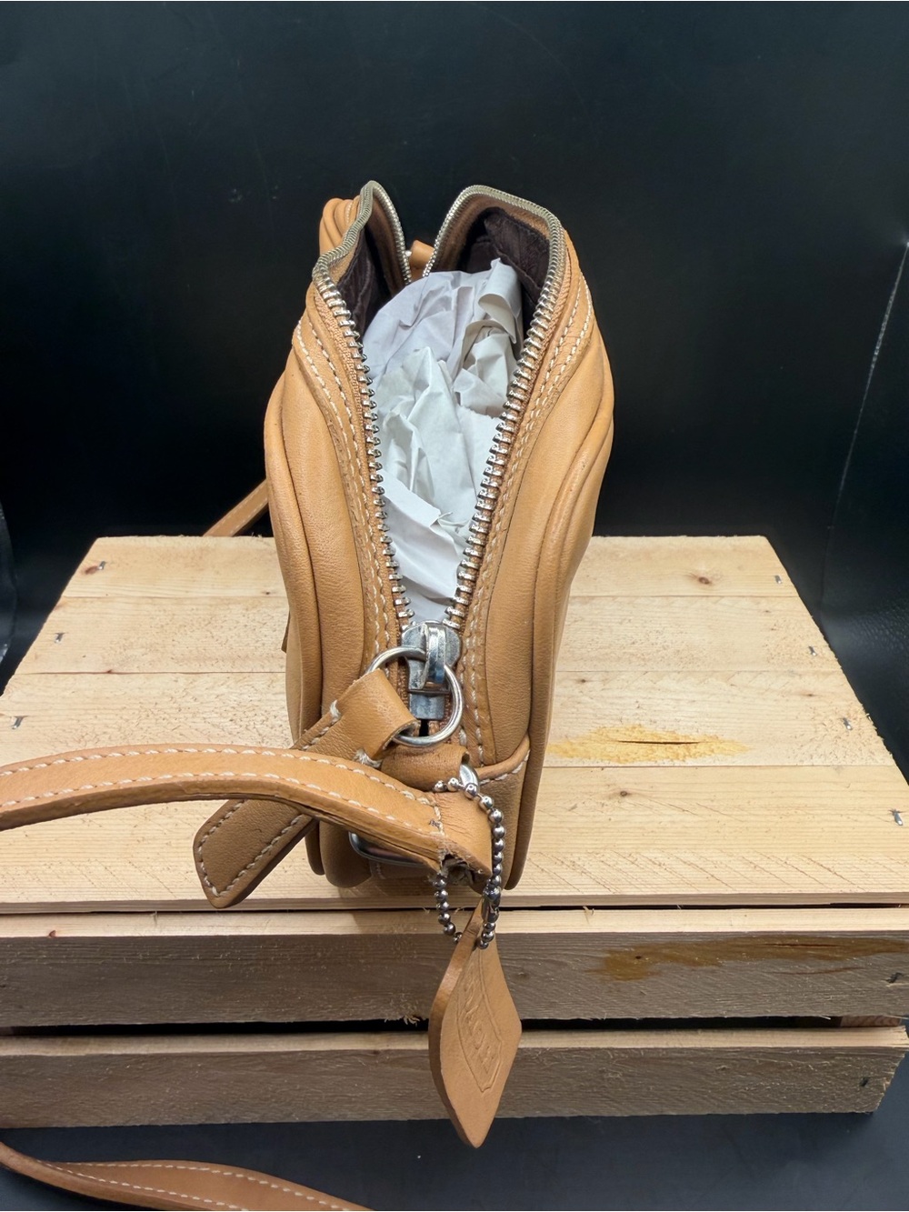 Vintage Coach M2P-9589 Tan Glove Tanned Leather Crossbody Shoulder Bag USA Era - Picture 8 of 9